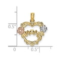 thumbnail image 2 of 17mm 14k Tri-color Gold Mom Banner In Love Heart Pendant Necklace W Wht and Ylw Flowers Tri-color Pendant for Women, 2 of 2