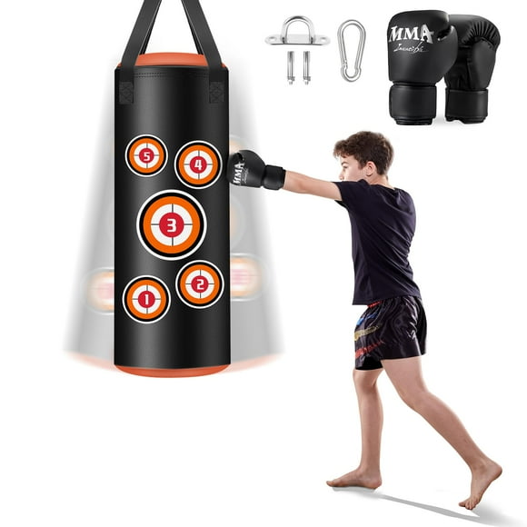 Saco de boxeo colgante YORWHIN de 2 pies de piel sintética para niños