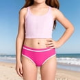 thumbnail image 2 of Girls Solid Striped Swim Briefs, Stretch Separate Swim Bottoms, Soft Anti-Exposure Pool Water Play Outfit for Girls 5-12Y, 2 of 4