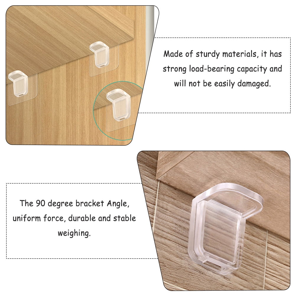 Hemoton 48 Pcs Clear Partition Holders Cabinet Shelf Support Brackets for Home Storage Organizers and Clapboard Dividers