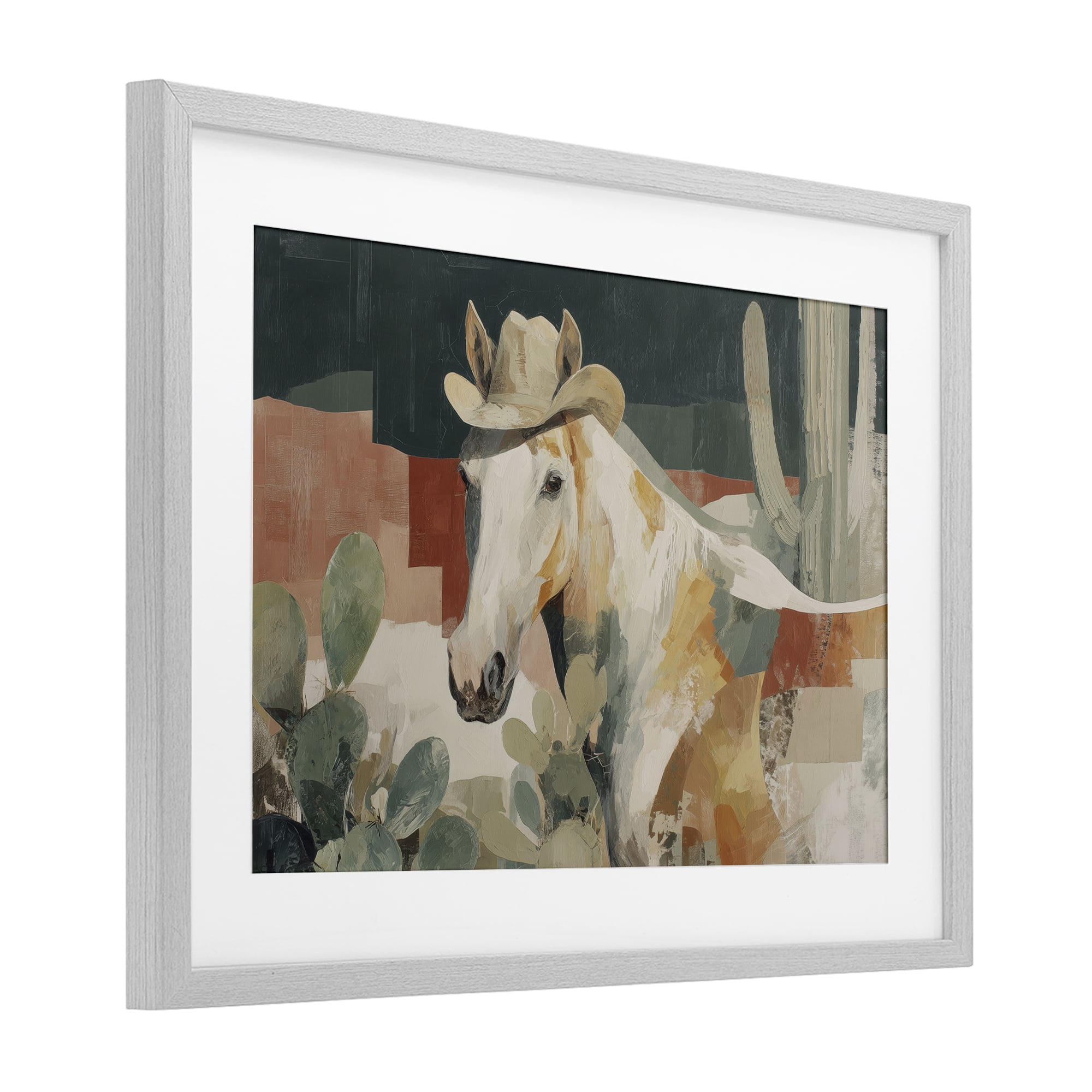 Stupell Industries Horse in Cowboy Hat Gray Framed Print Under Glass, design by Chromatic Storm Studio