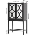 thumbnail image 3 of JvFun Solid Rubber Wood Wine Cabinet with Double Mirror Doors, Bar Rack & Glass Holder – Kitchen Sideboard Organizer for Dining Room, 3 of 8