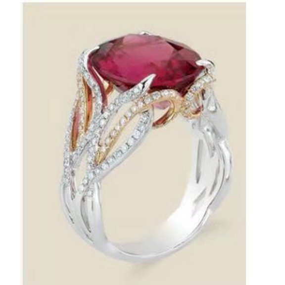 Women's Fashion Simple Flower Alloy Inlaid Gemstone Ring