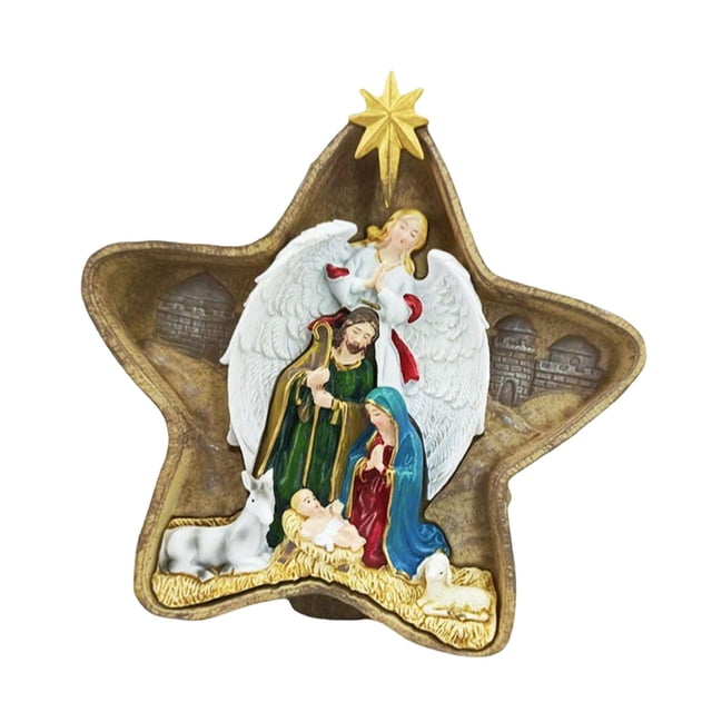 Conjunto de de pesebre de tradicional, adorno navideño de nacimiento de Jesús, figuras artesanales de cuna para vacaciones, accesorios Soledad estatuilla de jesus