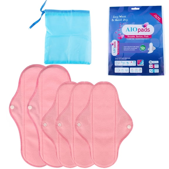 5 Piece Washable Women's Hygiene Nursing Pad Breathable Cotton Sanitary Pad Reusable Cloth Napkin Panty Liner