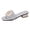 Silver, variant on Womens Buckles Crochet Woven Dressy Slip on Sandals Ladies Fashion Casual Square Toe Chunky Block Low Heels Open Back Slides Metallic Glitter Summer Dress Mules Slippers Black Size 8.5