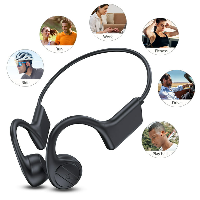 Bone Conduction Headphones Bluetooth, Wireless Open Ear Headphones  Waterproof with Mic, Sweatproof Earphones, Sport Headset for Running  Cycling, Gym,