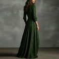 thumbnail image 6 of longantii Womens Vintage Plaid Maxi Dress Swing Deep V-Neck Long Sleeve Pleated Waist Elegant Flowy Party/Wedding Guest Dress Dark Green XS, 6 of 7