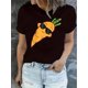 thumbnail image 1 of Creative Glasses Carrot Pattern Printed Women'S Fashionable Trendy Round Neck Short Sleeve, Simple Casual Sports T-Shirt, Comfortable Summer Top for Women During Holidays., 1 of 6