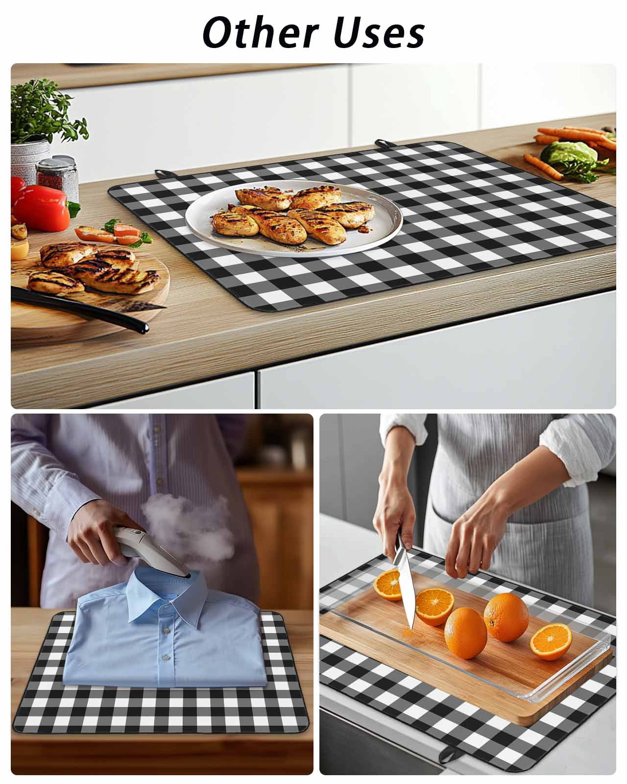 Stove Top Covers for Electric Stove, Black White Plaid Glass Stovetop Cover Protector, Modern Simple Buffalo Check Gingham Induction Cooktop Protector Oven Mat for Kitchen Countertop 24"x21"
