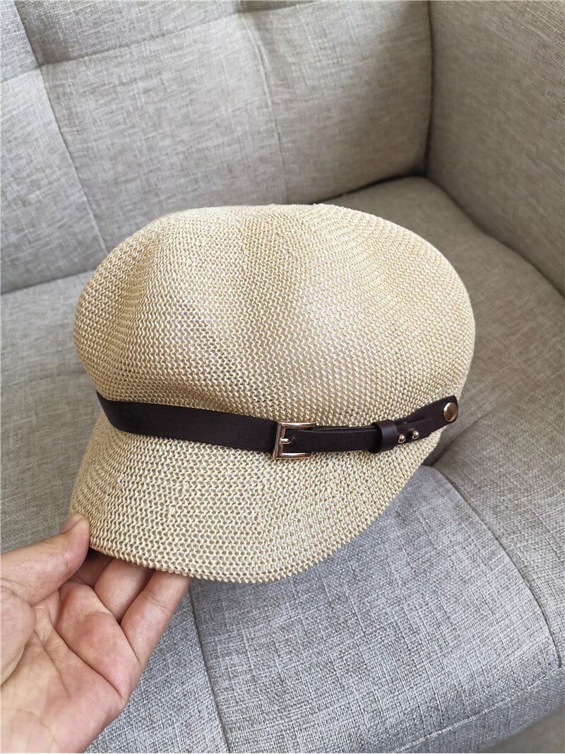 Women\'s Newsboy Cap Beret Breathable Mesh Sun Beach Hats Octagonal Hat Off-Whit CoCopeaunts Newsboy Hats for Women Summer Breathable Mesh  main image 2