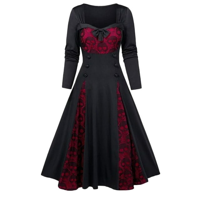 LOVZFMLL Costume Renaissance pour Femmes Robes Gothiques Steampunk Robe Victorienne Vintage Élégante Robe Longue Ligne A pour Halloween Cosplay Bal Masqué Fête