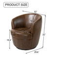 thumbnail image 4 of DREAMSIDEA Swivel Club Barrel Chair, PU Leather Swivel Accent Chair Upholstered Barrel Armchair for Living Room Modern Round Club Chair High Back- Coffee, 4 of 5