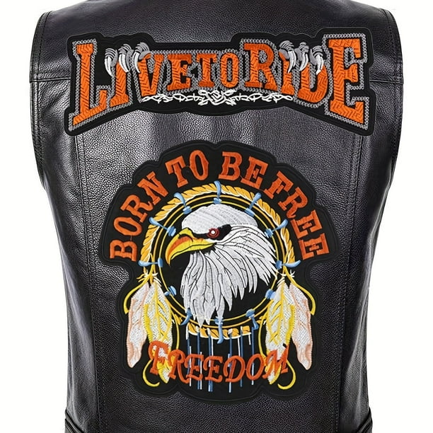Chaleco De Moda Para Hombre De Cuero PU Con Diseño De Bordado De Águila Para Motociclista