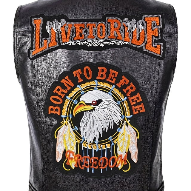 Chaleco De Moda Para Hombre De Cuero PU Con Diseño De Bordado De Águila Para Motociclista