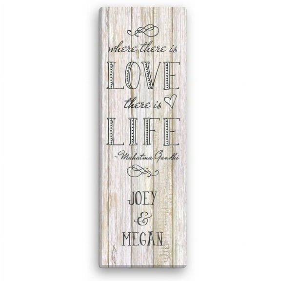 Personalized Where There Is Love There Is Life 9x27 Canvas
