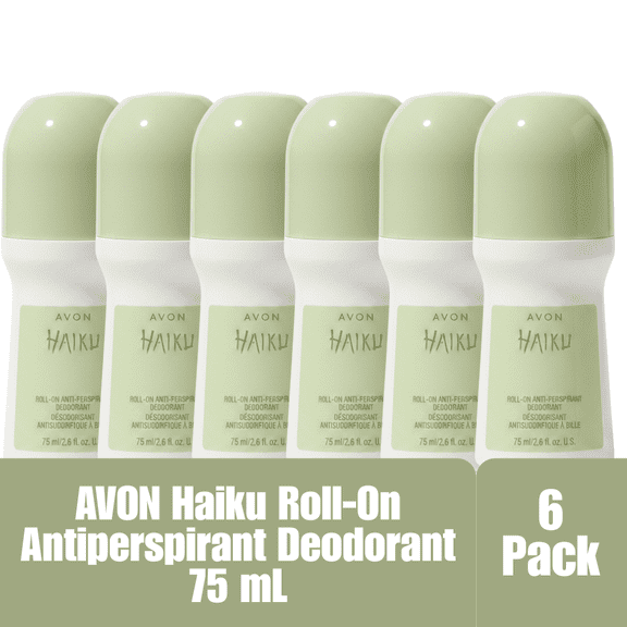 AVON Haiku Roll-On Antiperspirant Deodorant, 75 mL (2.6 fl oz), Fresh Floral Scent, 24-Hour Protection, 6-Pack