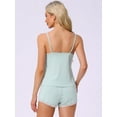 thumbnail image 4 of DARING DIVA Pajama Sleeveless Nightwear Ribbed Knit Lace Trim Cami Sets M Green, 4 of 7