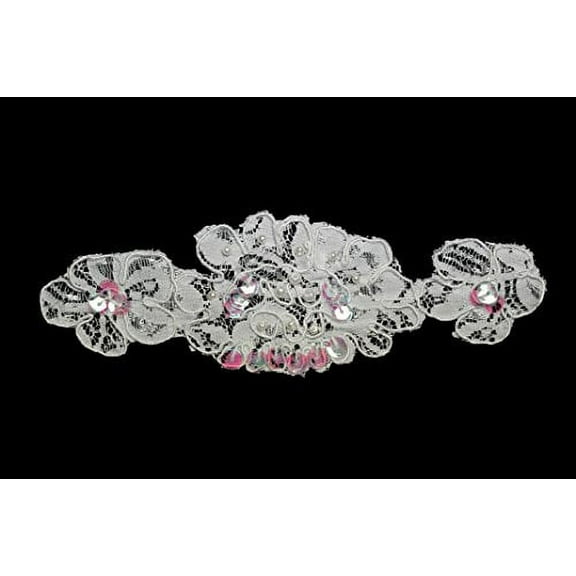 Altotux Bridal Corded Sequins Beaded Netted Raschel Lace Motif Applique by 5 pcs