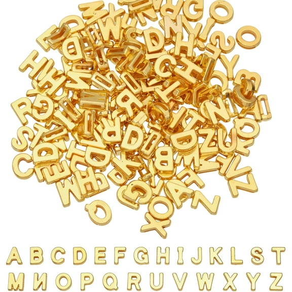 400 Pcs Alphabet Letter Beads Alphabet Golden Plastic Beads A-Z Mixed Letter Bead for DIY Earring Necklaces Bracelets Jewelry Making