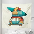thumbnail image 1 of Vintage Car Tapestry, Cartoon Style Automobile Rickshaw with Summer Vacation Luggage and Surfboard, Fabric Wall Hanging Decor for Bedroom Living Room Dorm, 5 Sizes, Multicolor, by Ambesonne, 1 of 1