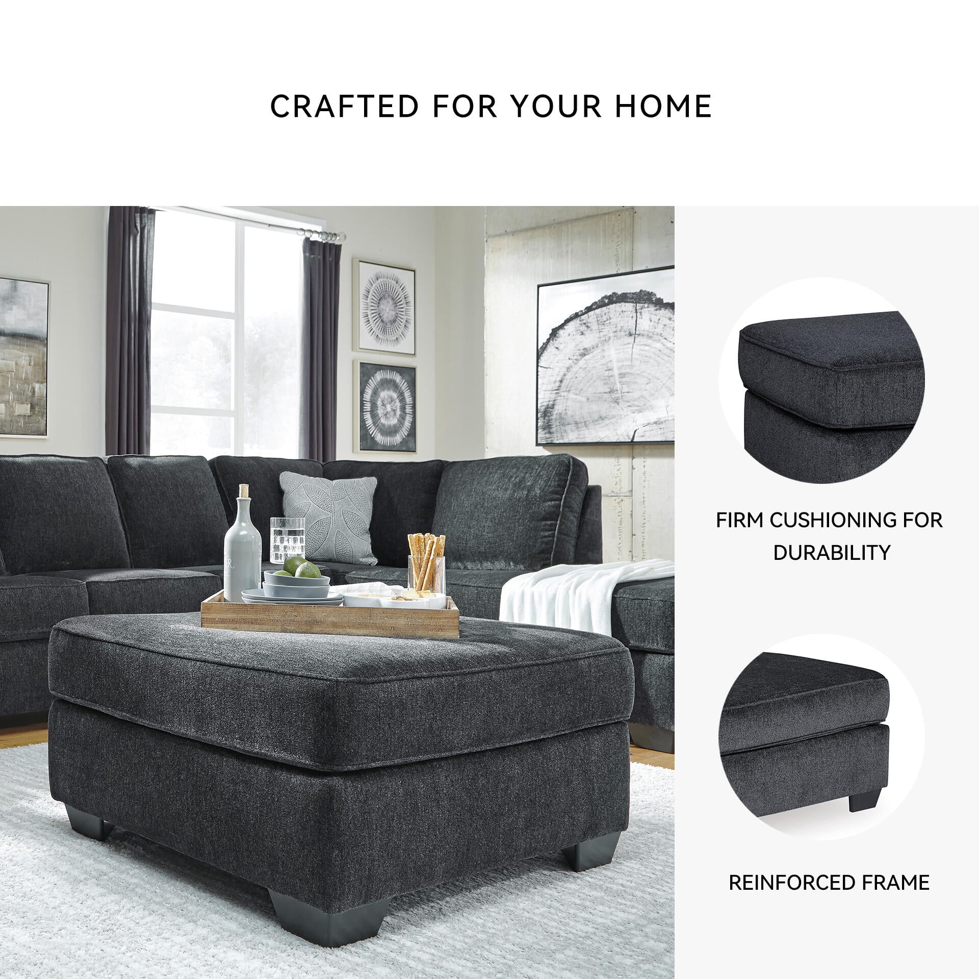 Signature Design by Ashley Contemporary Altari Oversized Accent Ottoman Chenille Slate