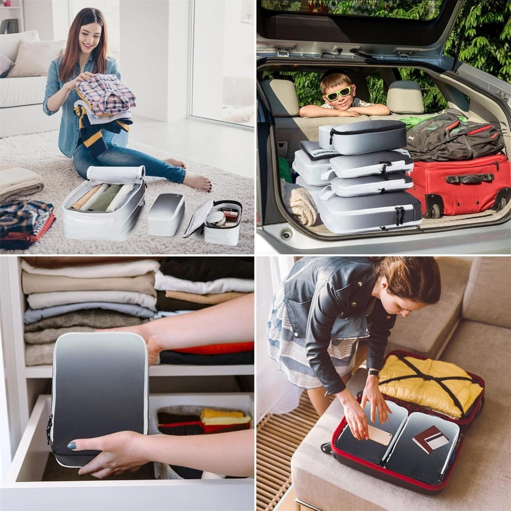 10 Pack Travel Compression Packing Cubes Expandable Organizers Bags for Clothes Storage and Suitcases Organization