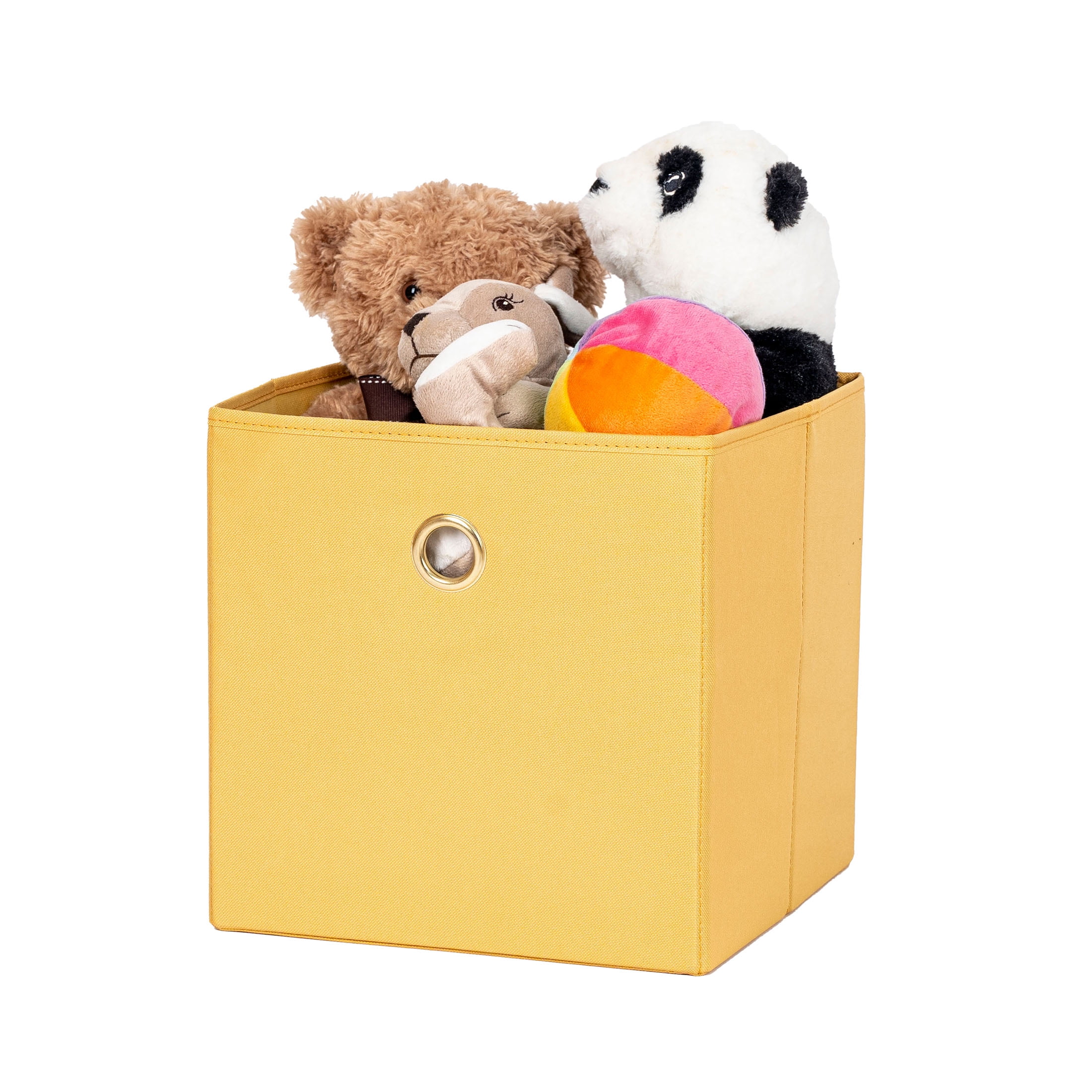 Mainstays Collapsible Fabric Cube Storage Bins (10.5" x 10.5"), 4 Pack, Golden Curry