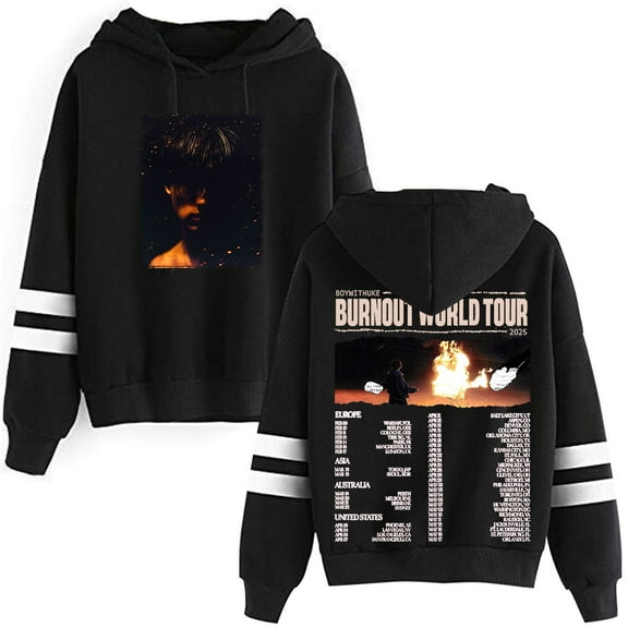 BoyWithUke Burnout World Tour 2025 Merch Pullovers Pocketless Parallel Bars Sleeve Streetwear