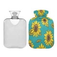 thumbnail image 2 of 2L Hot Water Bottle with Soft Velvet Cover PVC Hot Water Bag for Pain Relief Long-Lasting Warmth Yellow Sunflowers Pattern, 2 of 8