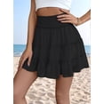 thumbnail image 6 of Womens Summer Flowy High Waist Ruffle Casual Cute Boho Beach Short Skirts Built-in Shorts Black L, 6 of 8
