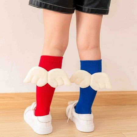

Farfi Kids Girls Candy Color Wing Elastic Knee High Socks Cotton Stockings Leg Warmers