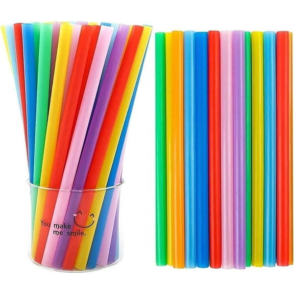 100 Pack Extra Wide Jumbo Smoothie Straws, 9.45 Inch Milkshake Boba Disposable Straws in Assorted Bright Colors