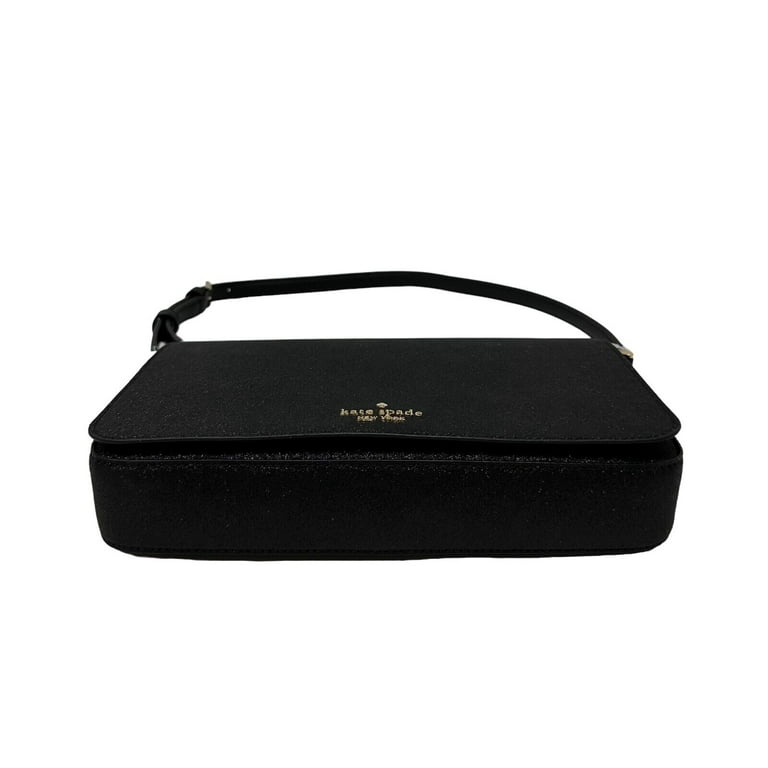 Kate Spade Smooth Glitter Tinsel Flap Shoulder Bag In Black Kate Spade Smooth Glitter Tinsel Flap Shoulder Bag In Black