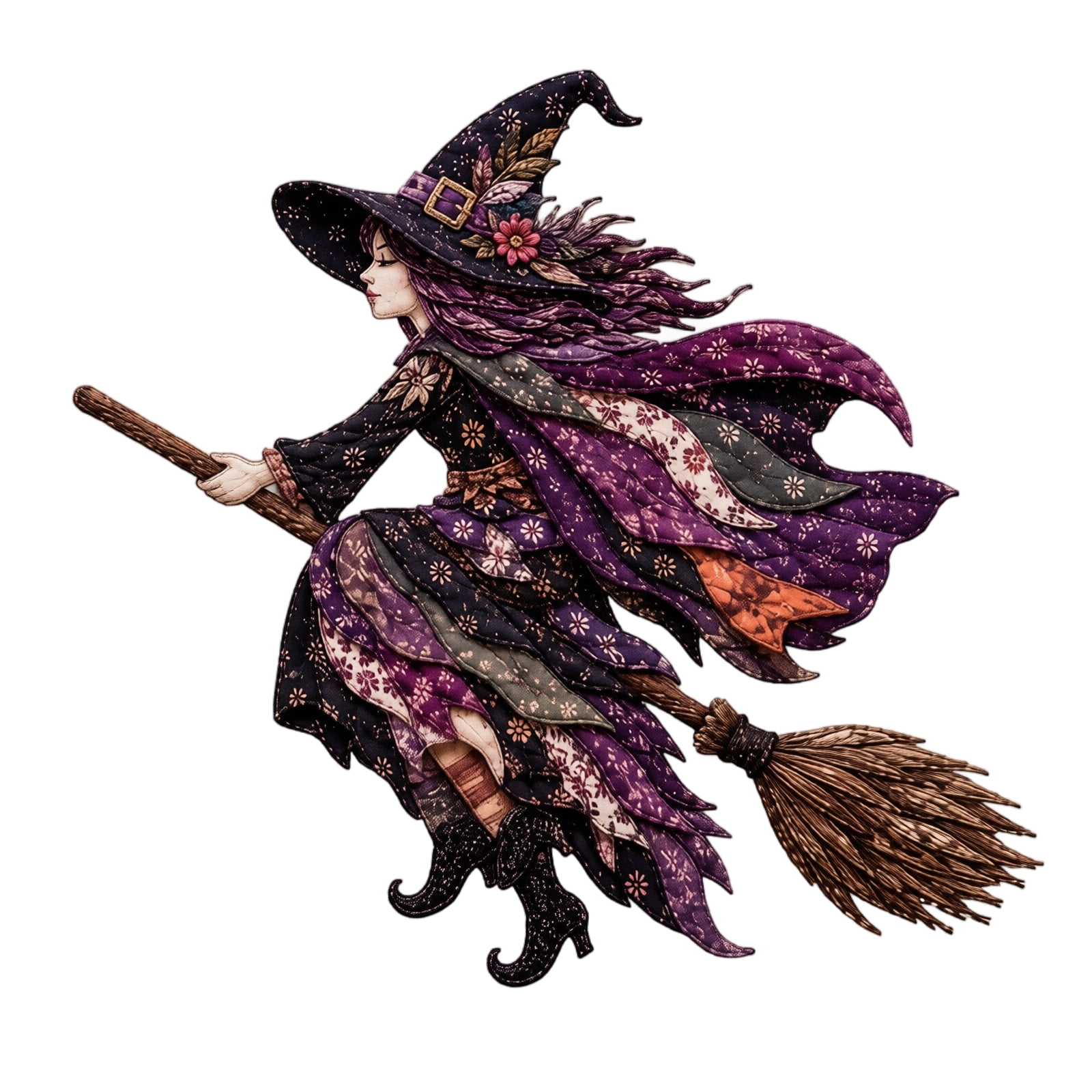 Halloween Gifts Patchwork Doll DIY Kit Witch Sewing Craft Kits for Adults Fabric Doll Making Kit Fall Home Halloween Decor Handmade Gift for Craft Lovers and Doll Collector 8.6in