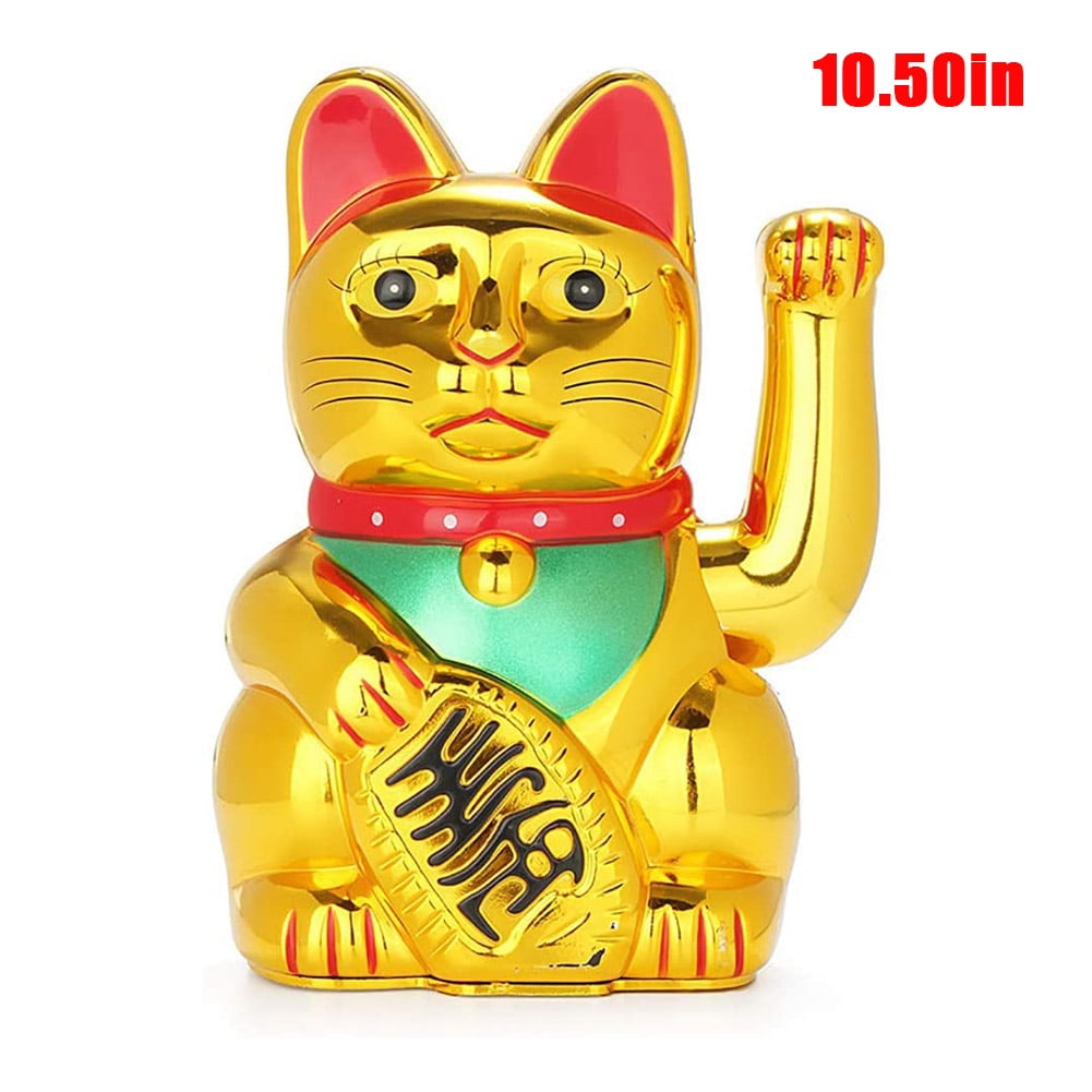 Lucky Fortunes Cat Japanese Gold Lucky Cat with Waving Arm Battery Operated Walmart