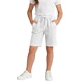 thumbnail image 6 of ZOYOEN Girls Denim Shorts with Pockets- Elastic Waist Summer Baggy Casual Kids Bermuda Shorts White Size 8, 6 of 7