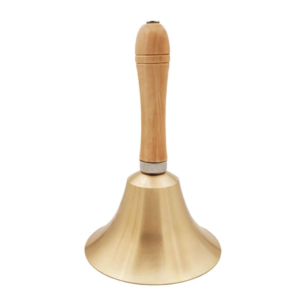 Campana de mano con mango de madera, campana de servicio, campana de recepción, campana de mano 110 mm x 246 mm