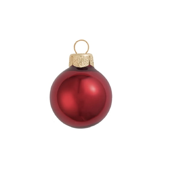 Whitehurst Petite Pearl Finish Glass Christmas Ball Ornaments - 1.25" (30mm) - Burgundy - 40ct