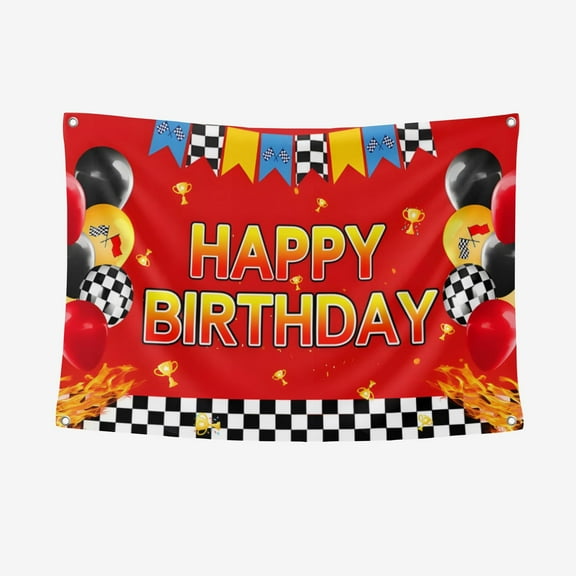 Cartoon Race Car Birthday Party Backdrop-5x3ft Happy Birthday Party Supplies Banner for Boys Girls Cartoon Race Car Theme Party Decorations