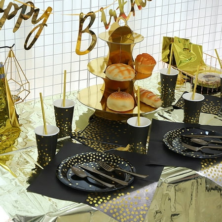 

Tableware Set Food Grade Disposable Lightweight Multi-use Golden Dot Dinnerware Set Party Supplies Blue PaperStyle A/C/