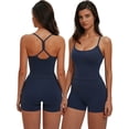 thumbnail image 7 of IBTOM CASTLE Women's 2 Piece Workout Set Racerback Cropped Tank Top Matching High Waist Shorts Yoga Gym Pilates Outfits XS Blue, 7 of 7