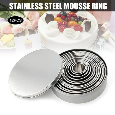 

12PCS Round Pastry / Cookie Cutter Set Stainless Steel Stencils Pastry Donut Doughnut Cutter Circle Baking Tool