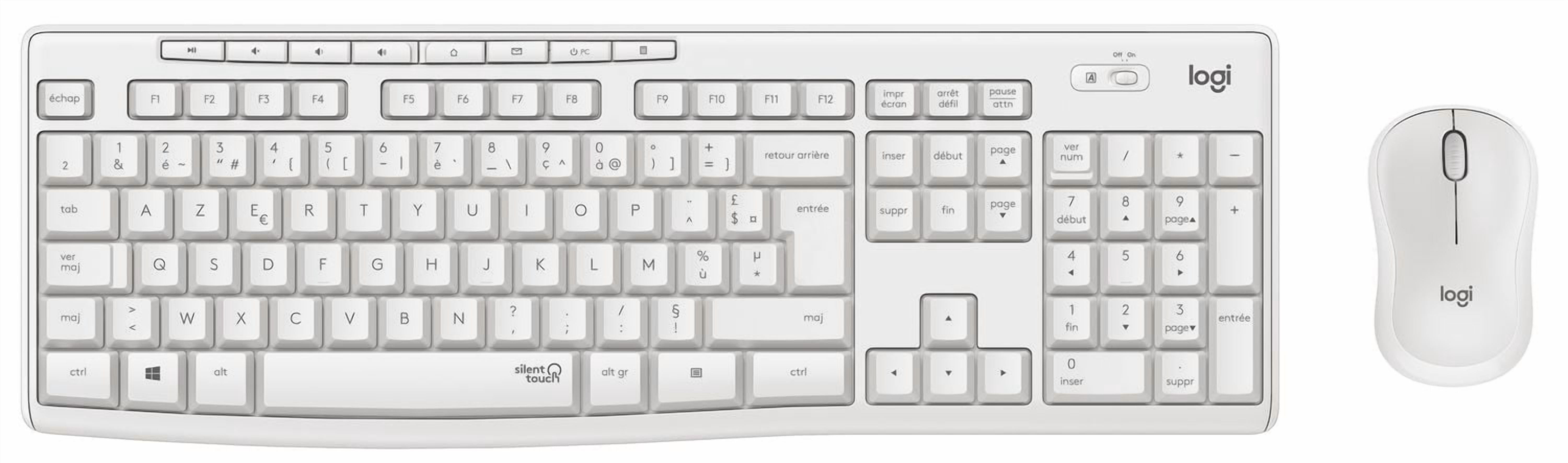 Ensemble sliencieux clavier et souris sans fil Logitech MK295 - Blanc