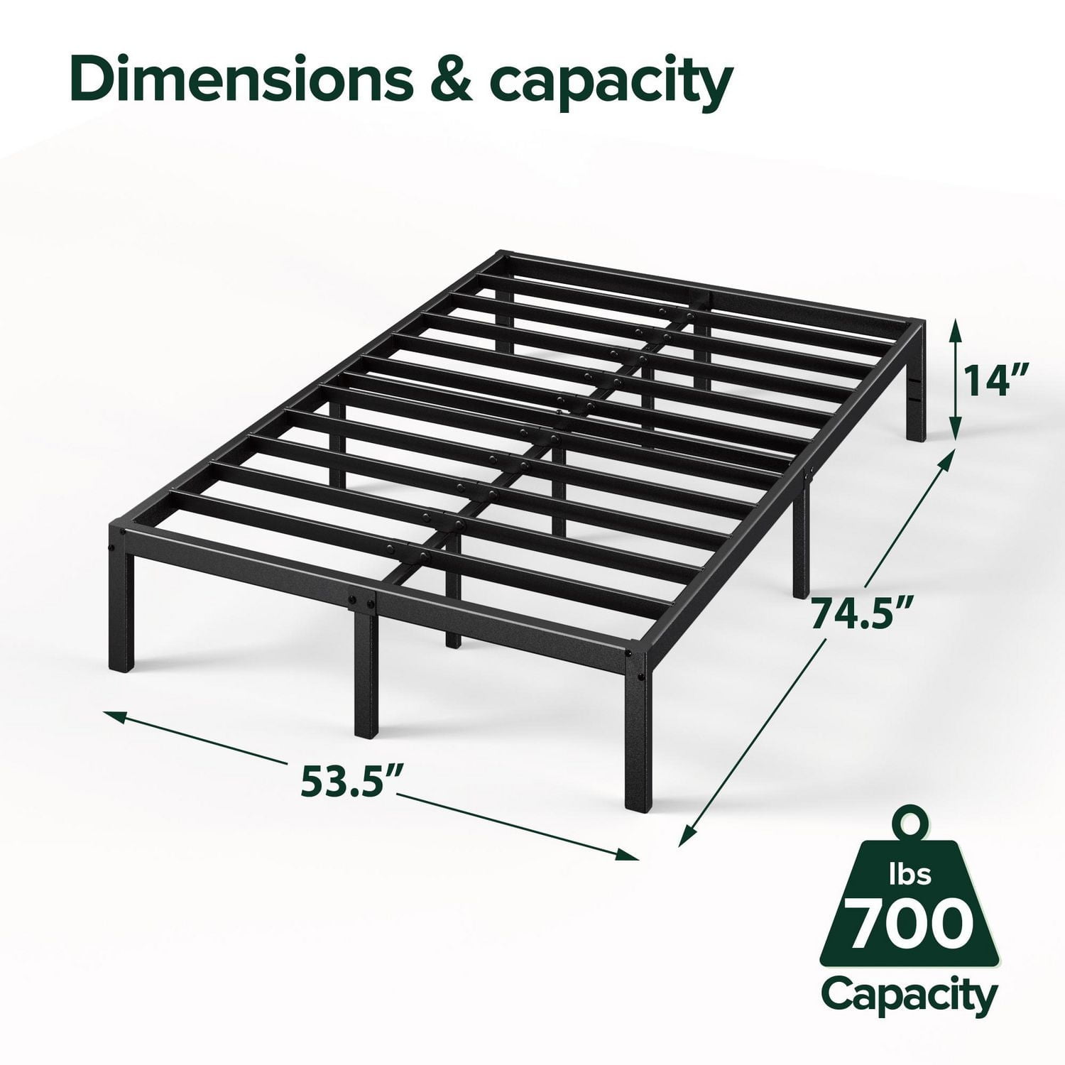 Zinus Elias 14 inch Black Metal Platform Bed Frame