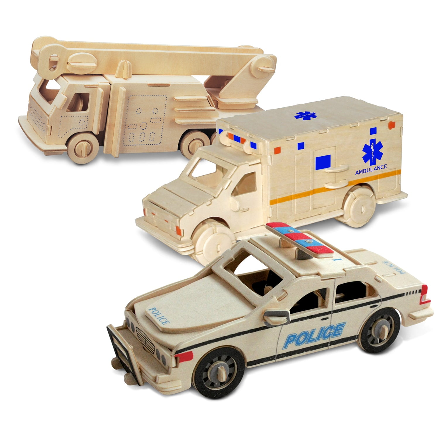 Puzzled Police Car Fire Engine And Ambulance Wooden 3d Puzzle Puzzled Police Car Fire Engine And Ambulance Wooden 3d Puzzle Construction Kit Com