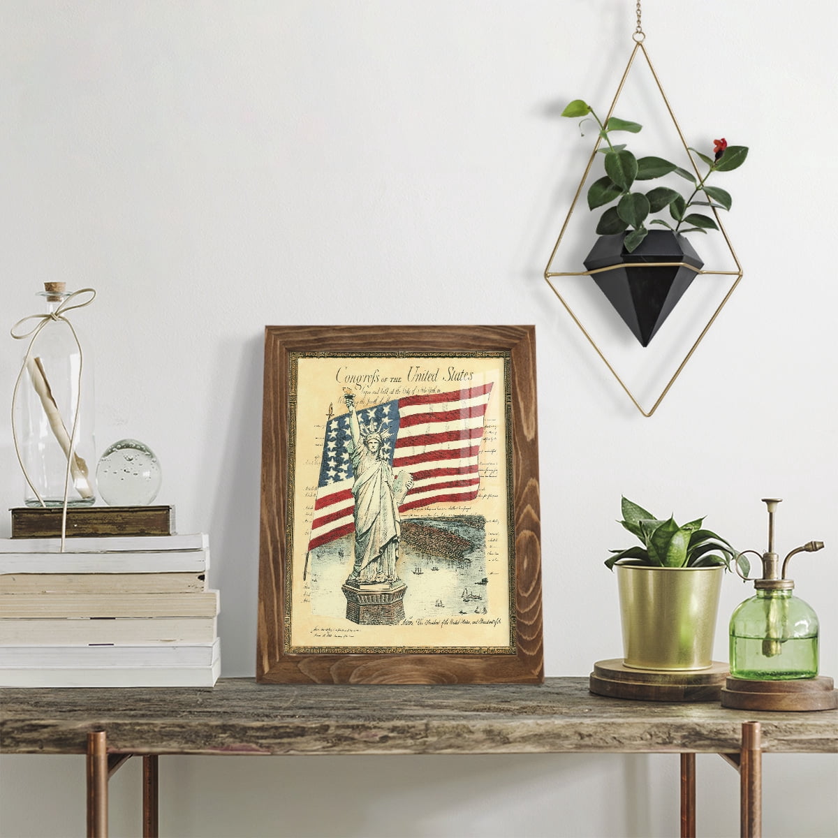 USE D # Proud To Be An American I -Framed Print w/glass-Walnut