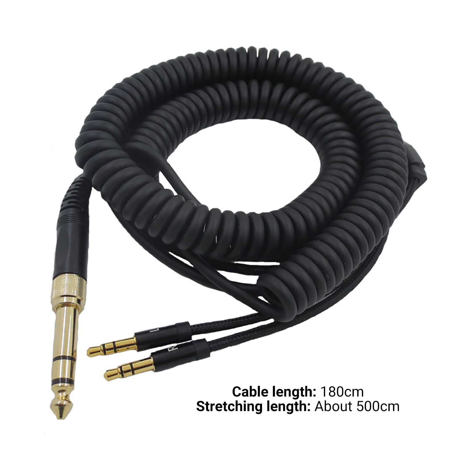 deleyCON 60cm Jack Cable Spiralé - Audio Stéréo - AUX - Prise Jack 3,5mm à  Prise Jack 3,5mm Coudée à 90° - Prises Plaquées Or