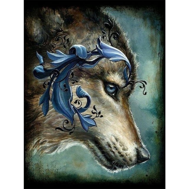Diamante pintura 5D taladro redondo completo mosaico DIY bordado cabeza de lobo Kit artesanía FLhrweasw Nuevo