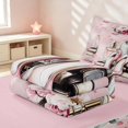 thumbnail image 5 of Erosebridal Kawaii Cosmetics Zipper Full Size Comforter Sets with Fitted Sheet and 2 Pillowcases for Girls, Highheels Perfume Print Zipper Bedding Set, Pink Reversible, 5 of 7